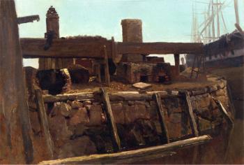 Albert Bierstadt : Wharf Scene